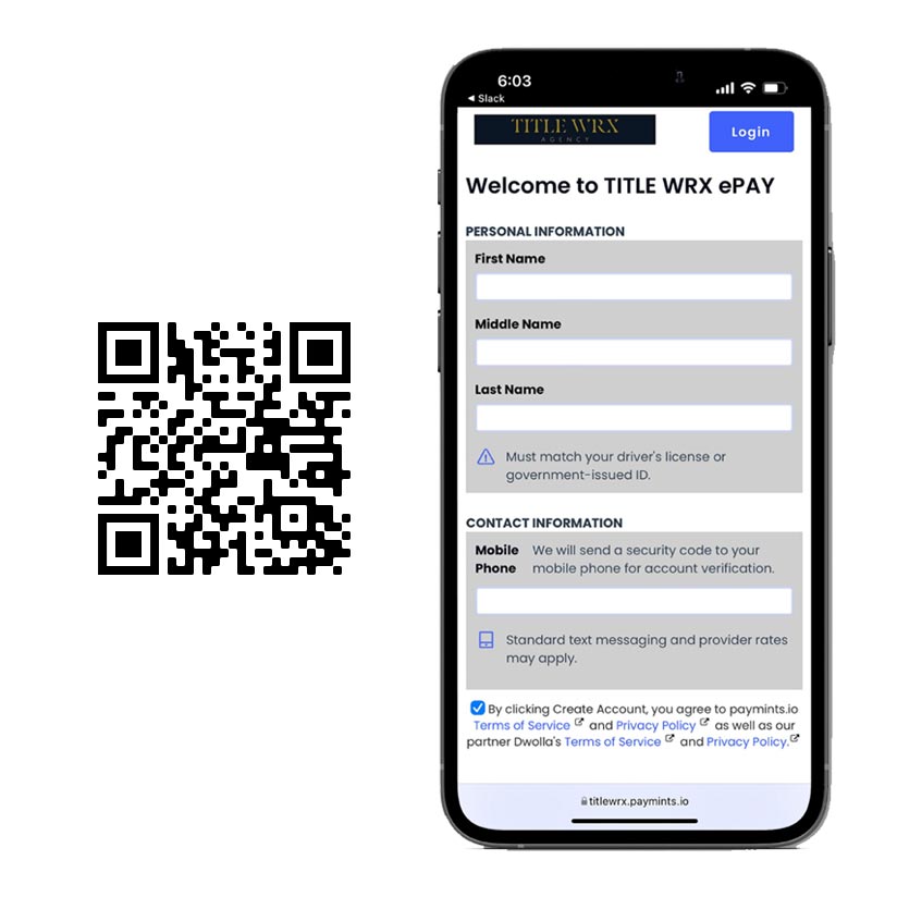 screenshot of login page for Title WRX ePAY